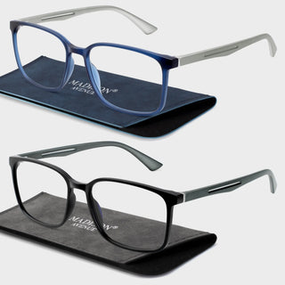 Axis Pack of Two Madison Avenue Glasses#Matt Black+Matt Blue
