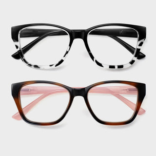 Mocha Pack of Two Madison Avenue Glasses#Black+Tortoise